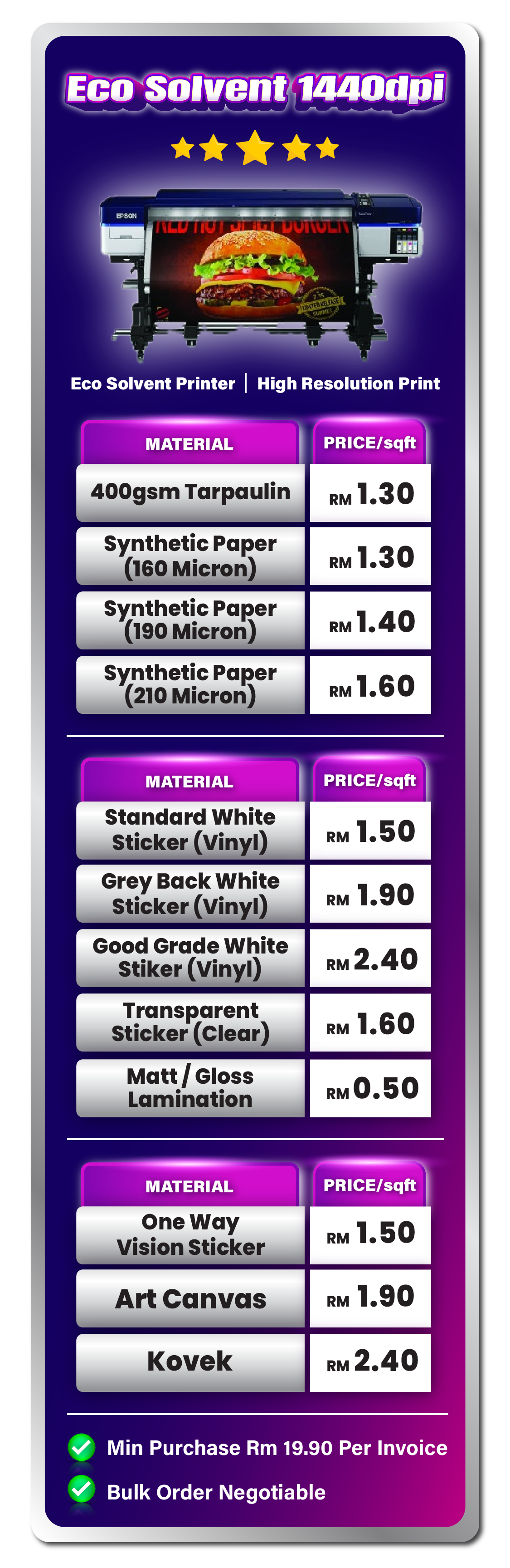 Printing Price